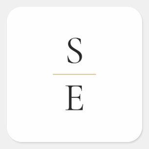 Sticker Carré Simple Élégant Monogramme Initiales Mariage