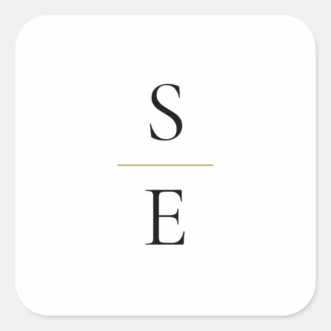 Sticker Carré Simple Élégant Monogramme Initiales Mariage (Devant)