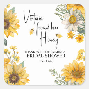 Sticker Carré Simple Elle a trouvé sa Baby Shower de mariage abe