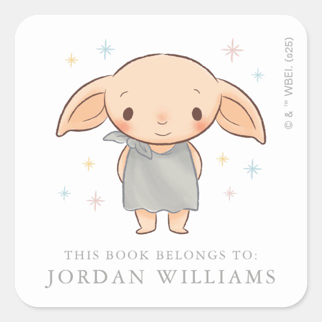 Sticker Carré Simple Harry Potter - Baby Shower Dobby (Devant)