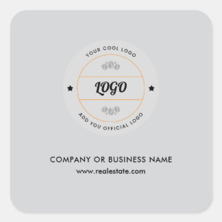 Sticker Carré Simple logo d'entreprise rond et texte personnalis