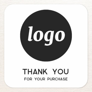 Sticker Carré Simple Logo et Texte Merci pour les Entreprises