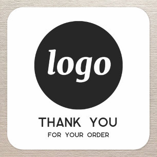 Sticker Carré Simple Logo et Texte Merci pour votre Entreprise