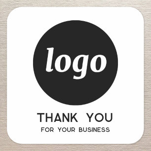 Sticker Carré Simple Logo et Texte Remerciement d'Affaires