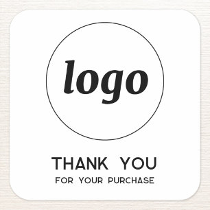 Sticker Carré Simple Logo et Texte Remerciement d'entreprise