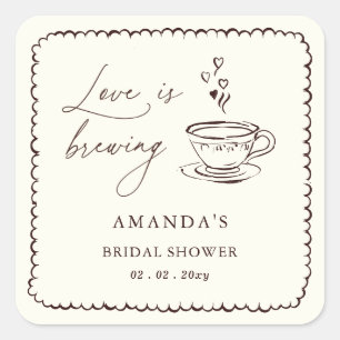 Sticker Carré Simple Love prépare un Café Baby Shower 