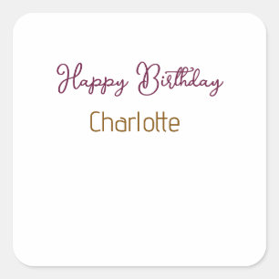 Sticker Carré SIMPLE MINIMAL.CUTIE AJOUTEZ LE NOM DE BÉBÉ joyeux