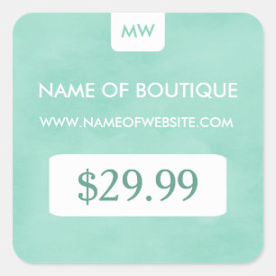 Sticker Carré Simple Mint Chic Boutique Monogram Prix Tags