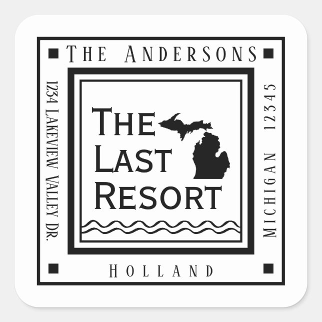Sticker Carré Simple Modern Michigan Adresse de retour (Devant)