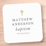 Sticker Carré Simple moderne Elegant Cross Baby Baptism<br><div class="desc">Le design se compose d'une simple typographie avec des polices sans serif et serif.</div>