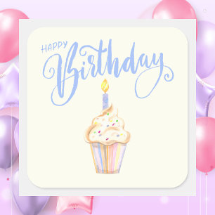 Sticker Carré Simple moderne mignonne Joyeux anniversaire