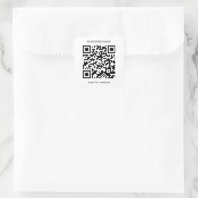 Sticker Carré Simple Noir et Blanc QR Code Business (Sac)