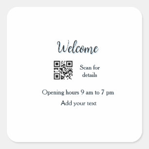 Sticker Carré Simple ouverture de bienvenue code-barres QR ajout