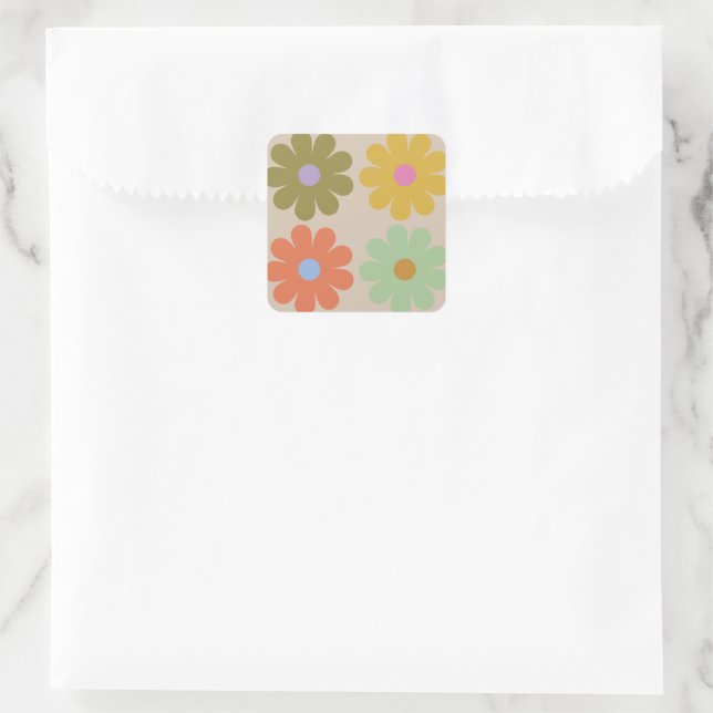 Sticker Carré Simple Pastel Vintage Flower Pattern (Sac)