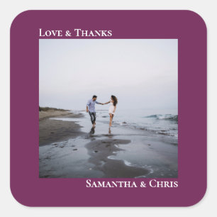Sticker Carré Simple Photo Cassis Purple Love & Merci Mariage