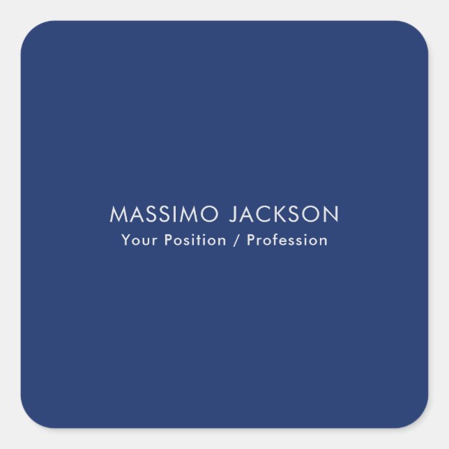 Sticker Carré Simple Plain Minimalist Elegant Modern Blue (Devant)