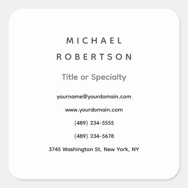 Sticker Carré Simple Propre Élégant Moderne Minimaliste Gris Bla (Devant)