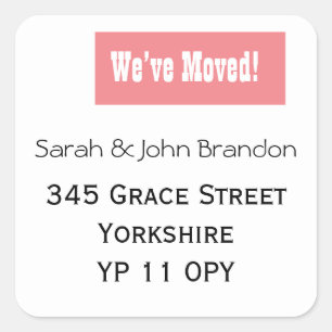 Sticker Carré Simple que nous avons déplacé Faire-part rose