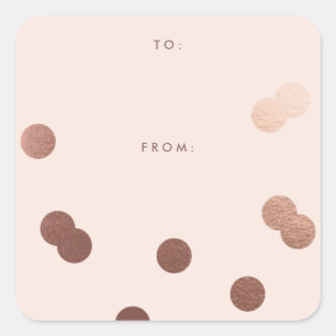 Sticker Carré Simple Rose Gold Confetti Dot Rose Générique