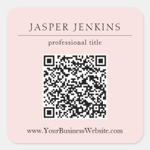Sticker Carré Simple Rose Professional QR Code Moderne
