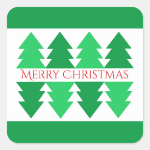 Sticker Carré Simple Rouge Joyeux Noël Green Tree Design