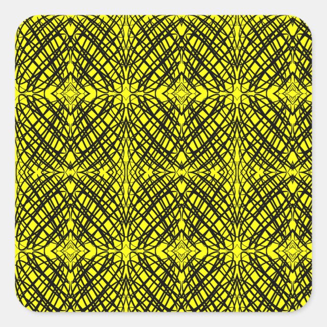 Sticker Carré Simple Scribble | Carreaux miroir | Jaune | (Devant)