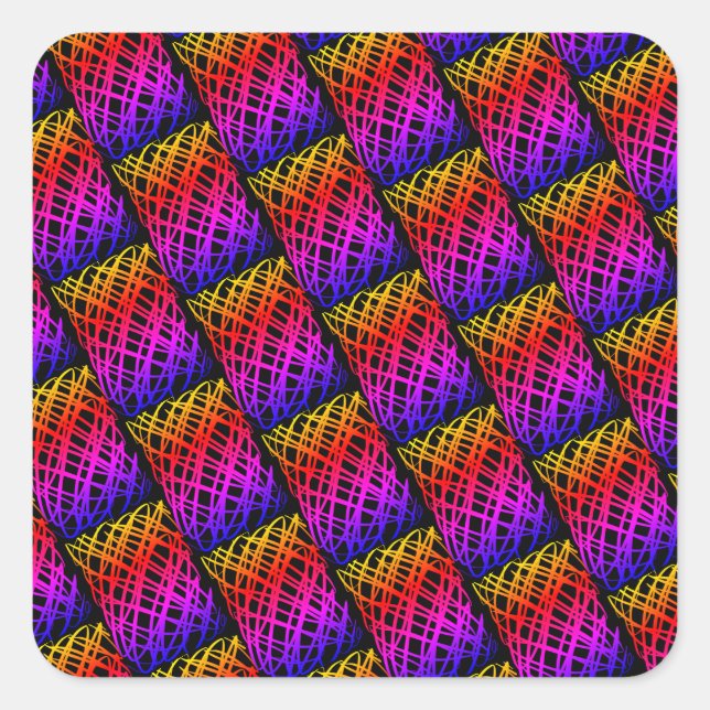 Sticker Carré Simple Scribble | Half Drop | Arrière - plan noir  (Devant)