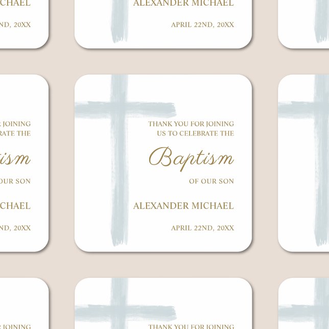 Sticker Carré Simple  Watercolor Blue Cross Baptism Thank You (Créateur téléchargé)