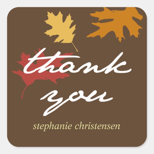 Sticker Carré Simplement automne feuilles automne brun merci éti (Devant)