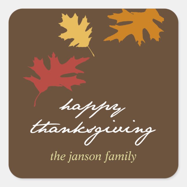 Sticker Carré Simplement tomber laisse bon thanksgiving étiquett (Devant)