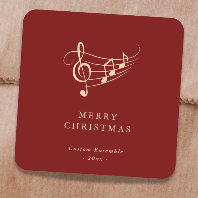 Sticker Carré Simples notes de musique dorées Noël vert (Créateur téléchargé)