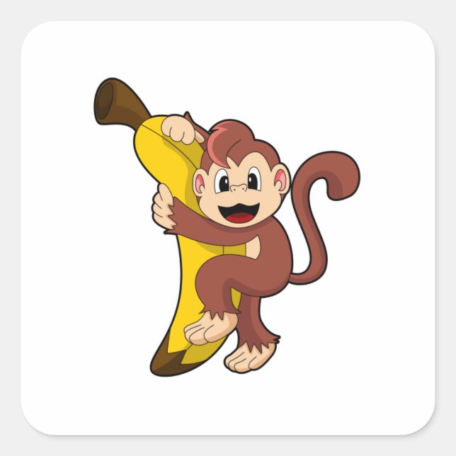 Sticker Carré Singe avec banane (1).PNG (Devant)