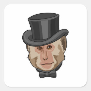 Sticker Carré Singe avec Cylindre