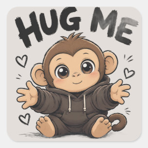 Sticker Carré Singe câlin