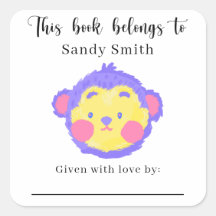 Singe - Ce livre appartient à avec message