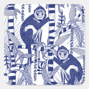 Sticker Carré Singe dans la jungle