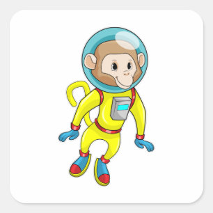 Sticker Carré Singe en astronaute
