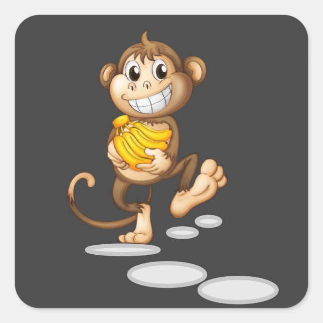 Sticker Carré singe heureux (Devant)