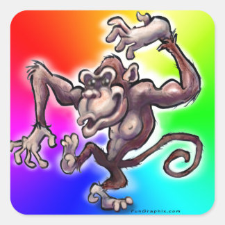 Sticker Carré Singe idiot