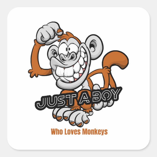 Sticker Carré singe juste un garçon  (Devant)
