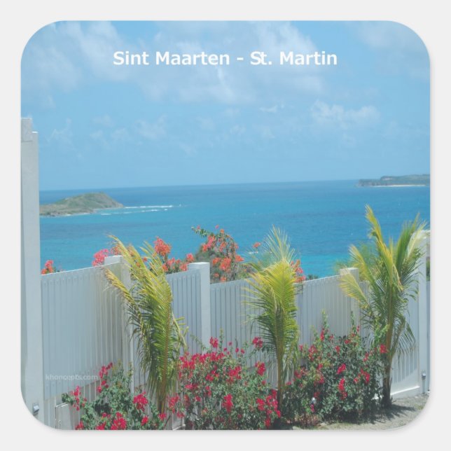 Sticker Carré Sint Maarten - Saint Martin Océan Bleu Mer (Devant)