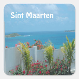 Sticker Carré Sint Maarten - St Martin Ocean Blue Seascape Squa
