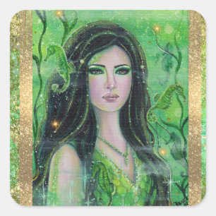Sticker Carré Sirène de Green Peridot par Renee Lavoie