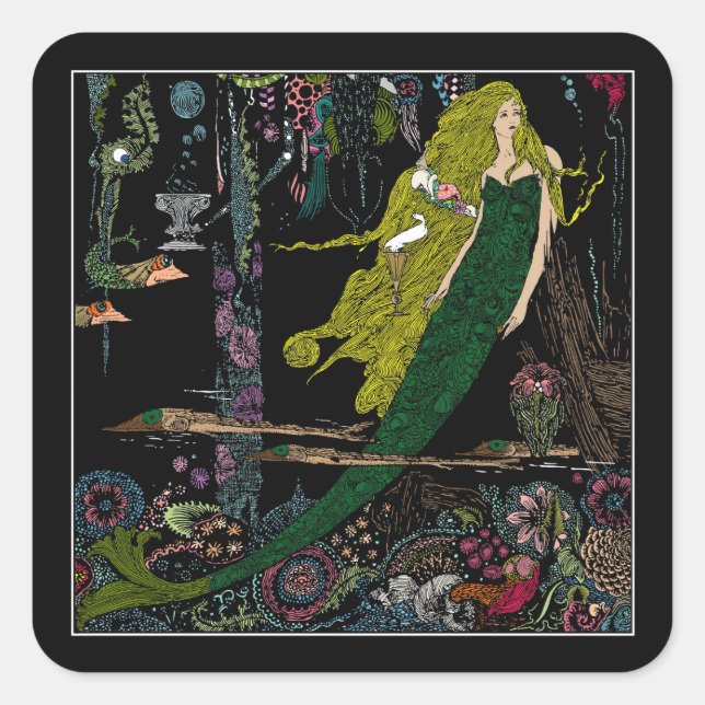 Sticker Carré Sirène sous l'autocollant (Devant)