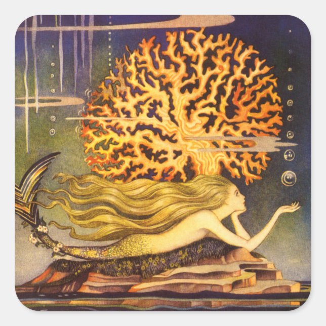 Sticker Carré Sirène vintage (Devant)