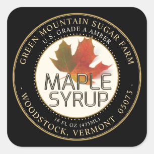 Sticker Carré Sirop d'érable Colorful Feuille d'érable Bordure p