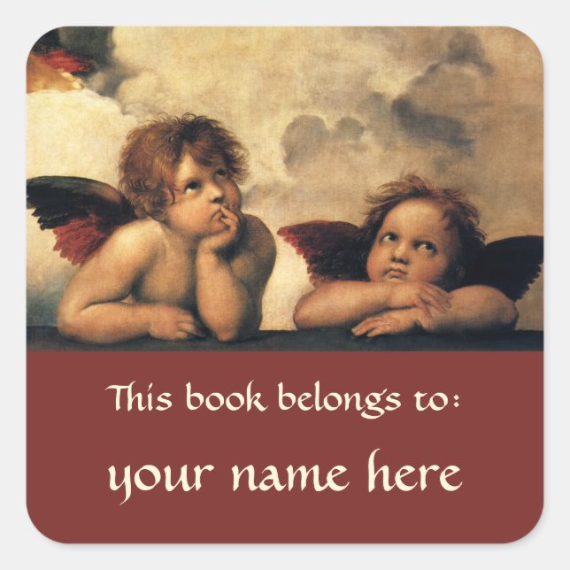 Sticker Carré Sistine Madonna Angels par Raphael, Art Renaissanc (Devant)