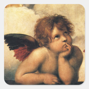 Sticker Carré Sistine Madonna Angels par Raphael Sanzio