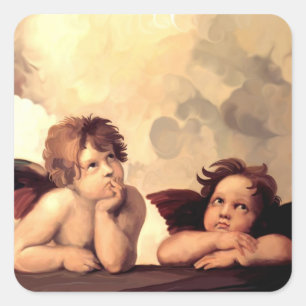 Sticker Carré Sistine Madonna Cherubs Raffaelo Sanzio