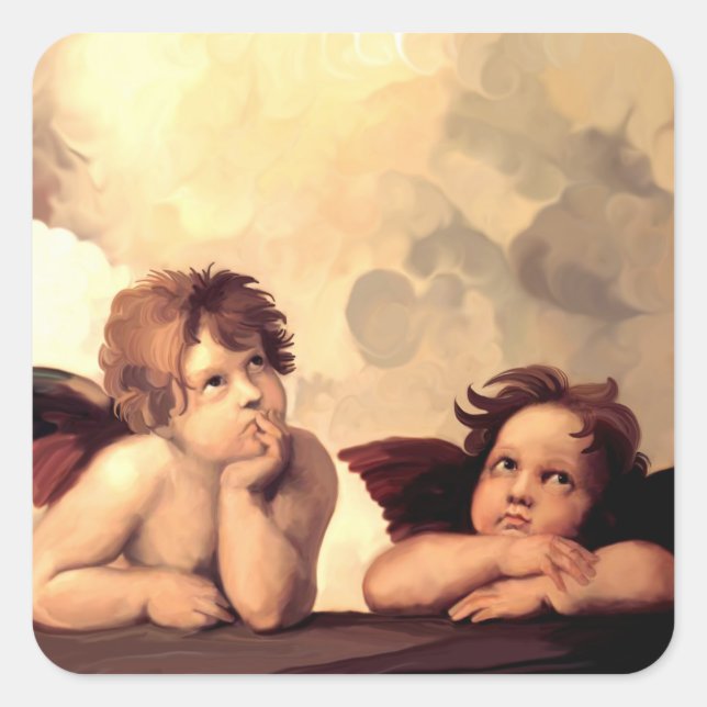 Sticker Carré Sistine Madonna Cherubs Raffaelo Sanzio (Devant)